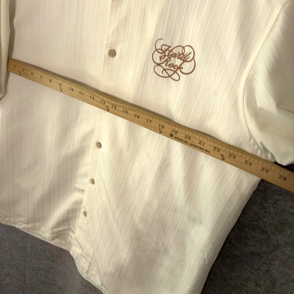Hard Rock Cafe Shirt Mens XL Cream‎ Embroidered Aruba Lightweight Island